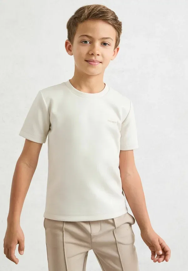 Футболка полиэстеровая Wesley premium interlock logo t-shirt Reiss, Stone, цвет stone — фото 2
