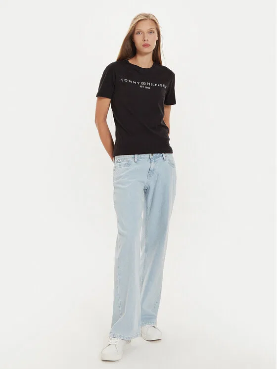Футболка regular fit Logo Tommy Hilfiger, черный — фото 2