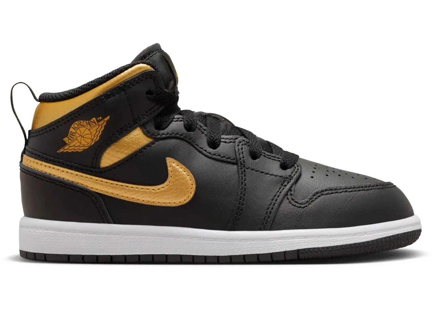 Детские кроссовки Lifestyle с принтом Jordan 1 Mid Metallic Gold Black Jordan, Black/White/Metallic Gold
