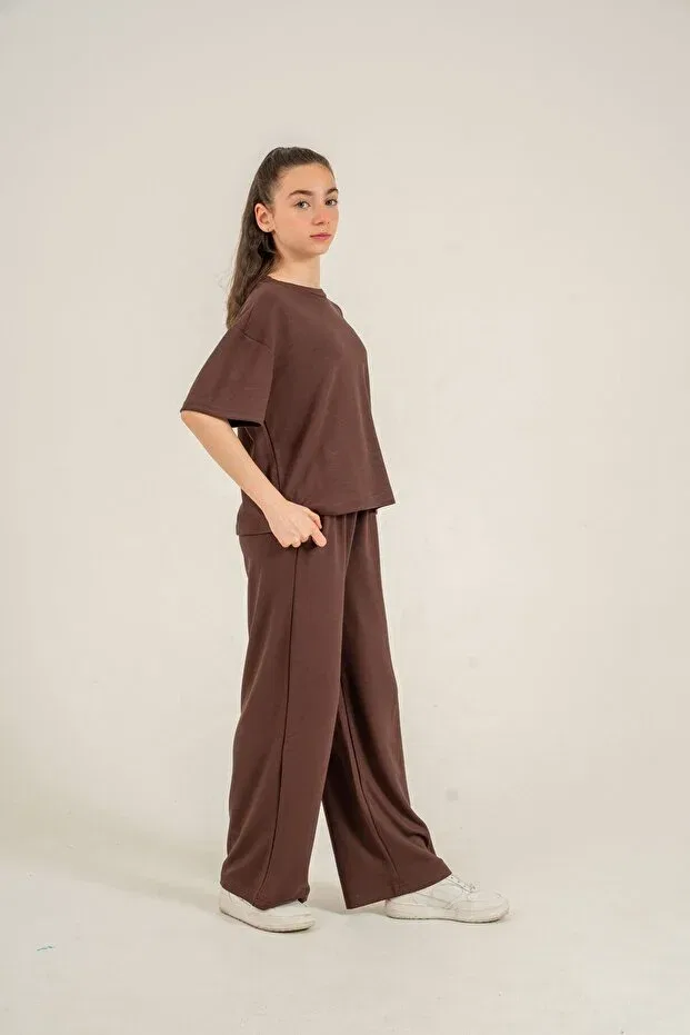 Детский комплект для девочек с вышивкой New team london Mışıl Kids, Brown — фото 4