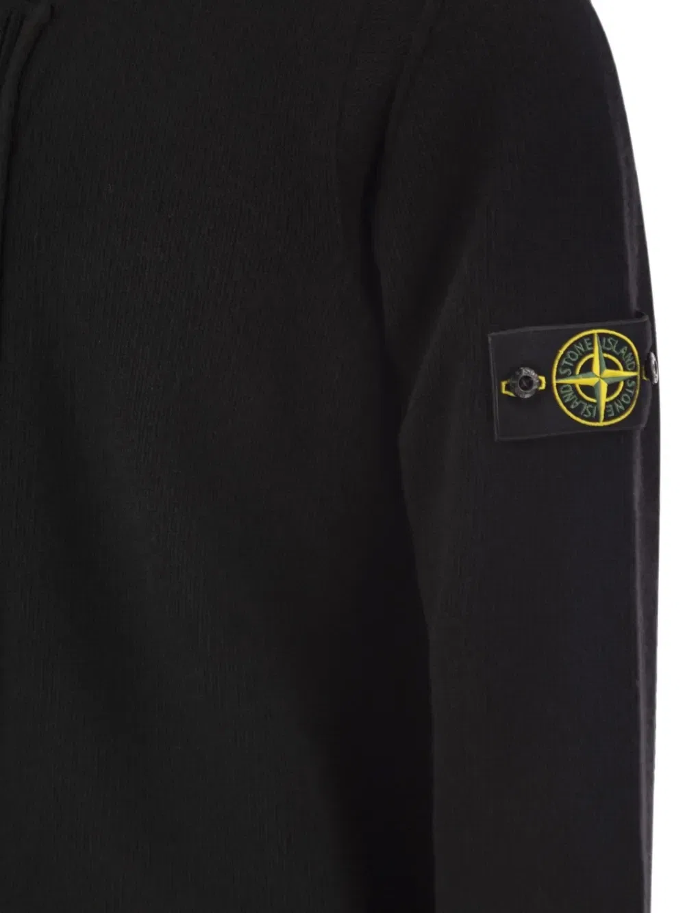 Вязаный кардиган с высоким воротником Compass Stone Island, черный — фото 4