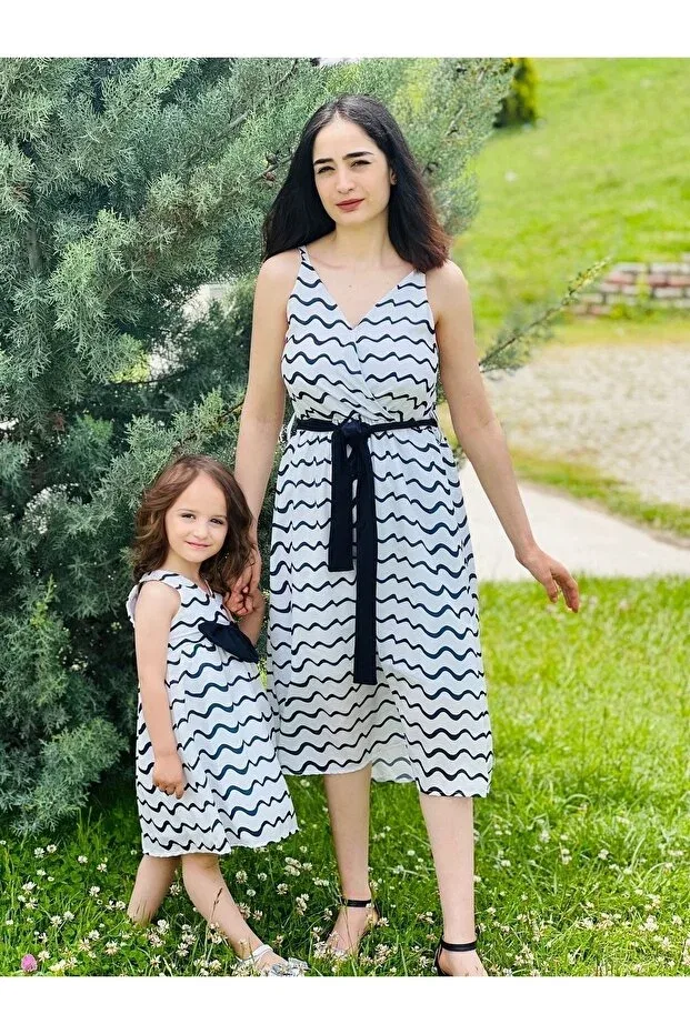 Женское платье без рукавов Mother daughter dress Tunay Moda, White
