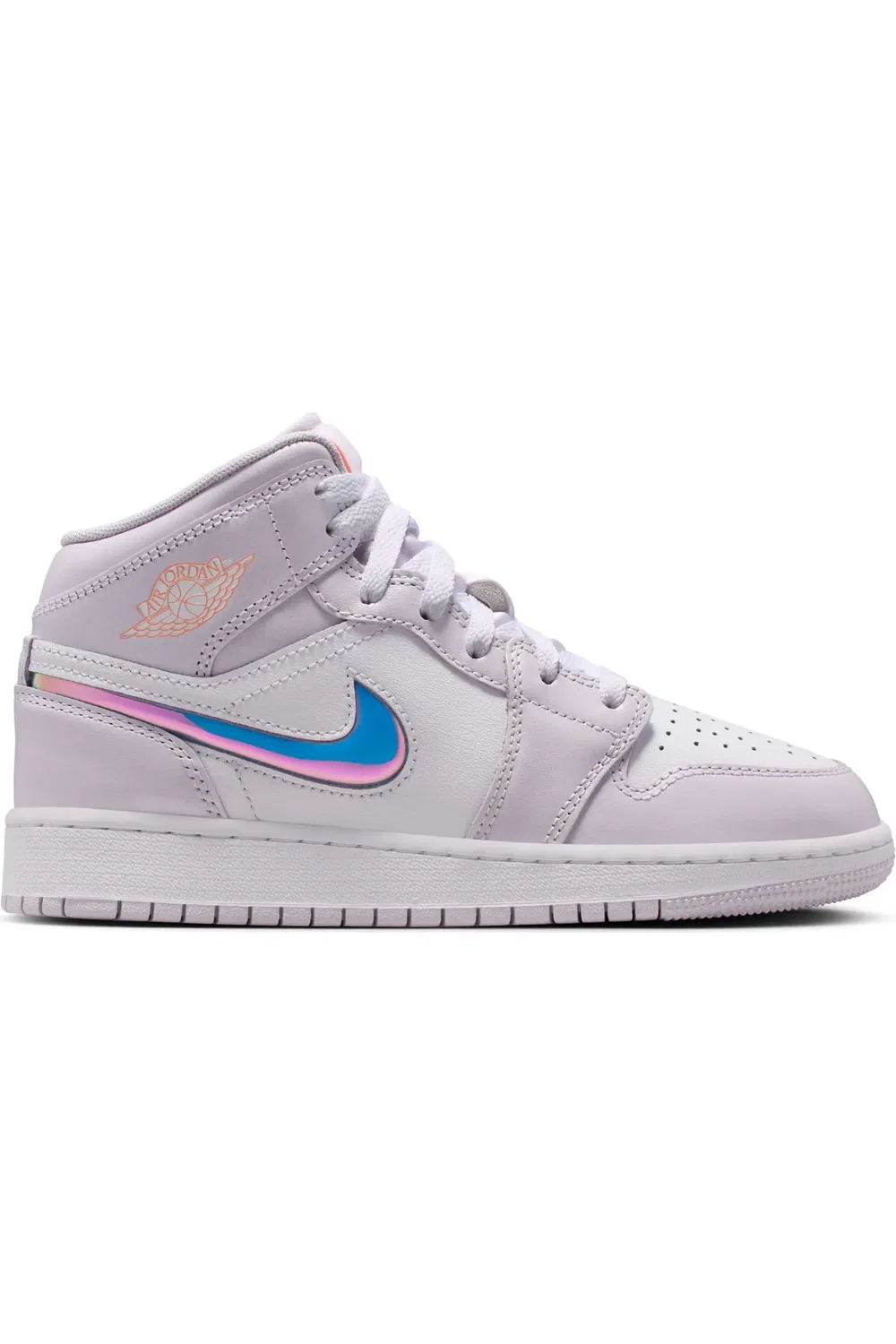 Детские кроссовки баскетбольные Air Jordan 1 Mid SE Jordan, Barely Grape/White/Atomic Pink — фото 3