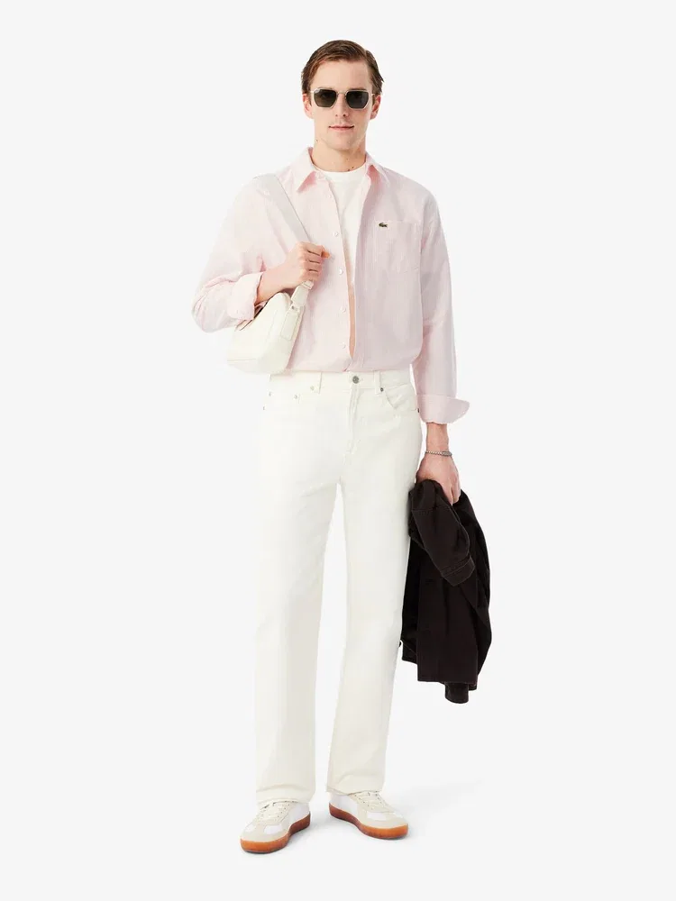 Рубашка с длинным рукавом Оксфордская полоса LACOSTE, Pink — фото 4