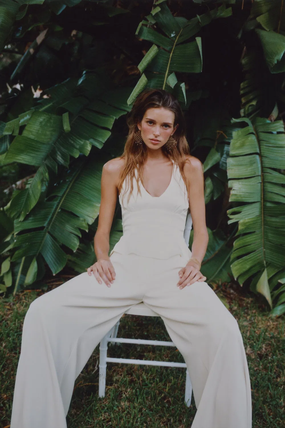 Брюки-палаццо с золотыми пуговицами ZARA, Oyster-white