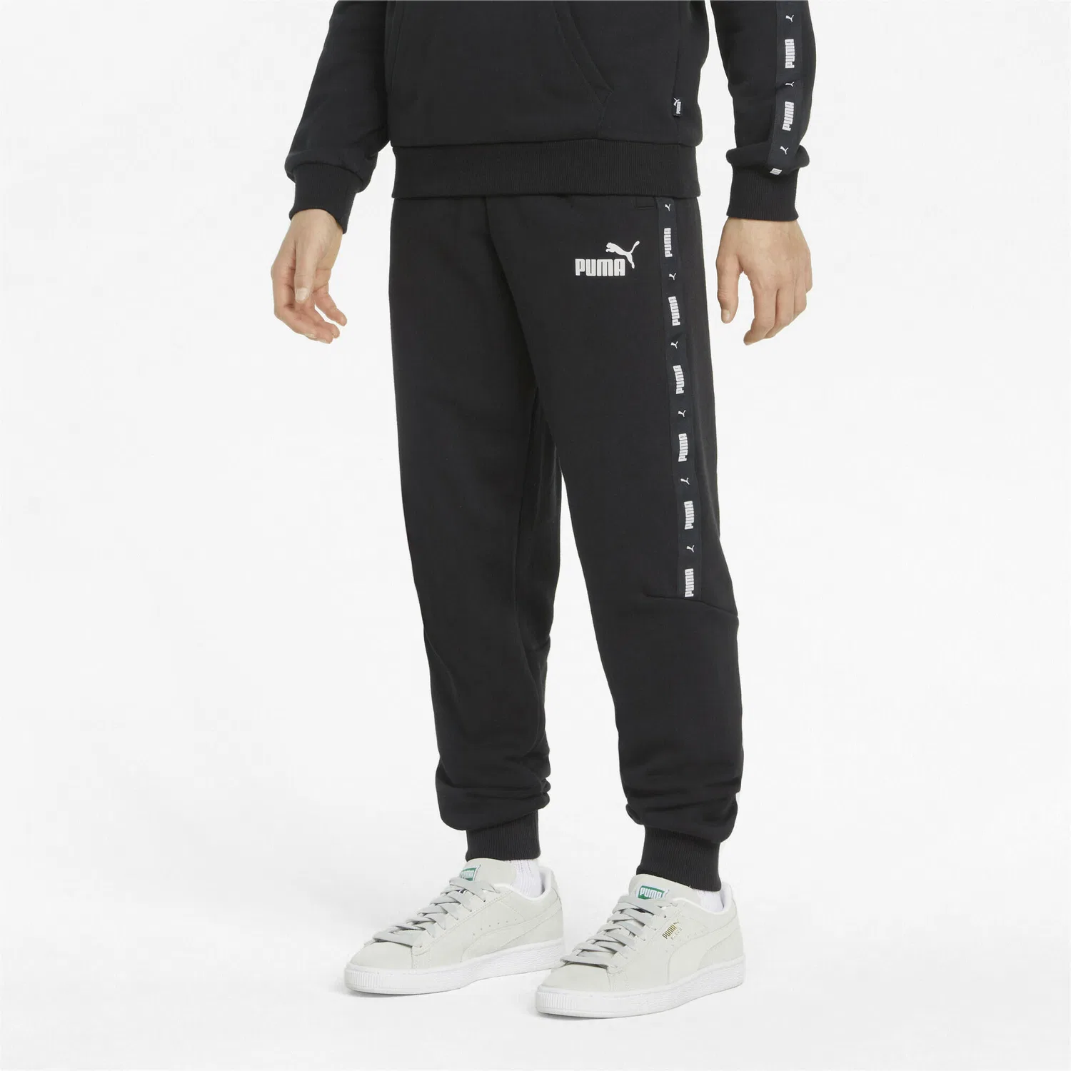 Детские спортивные штаны с принтом Essentials+ Tape Puma, Schwarz — фото 2
