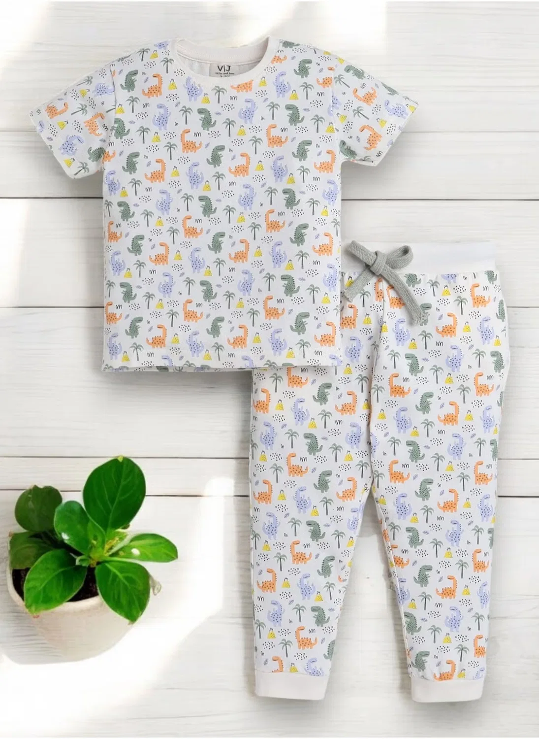 Комплект пижам с принтом, модель All-Over Printed, Victor And Jane, белый — фото 4