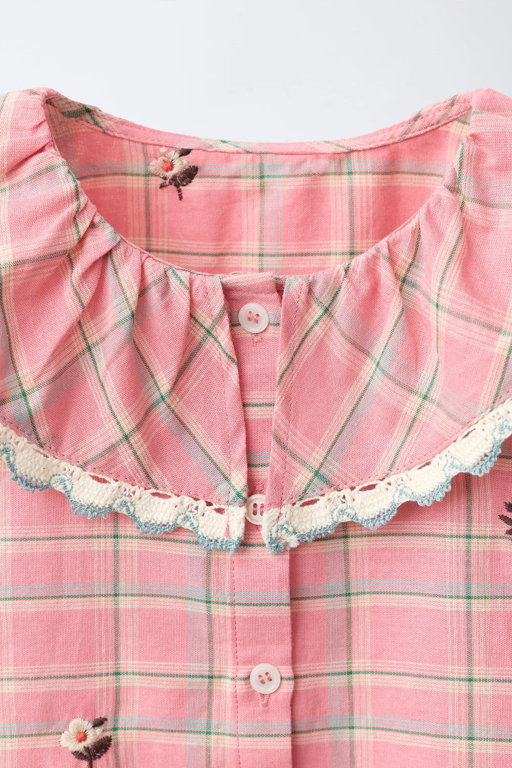Рубашка в клетку с вышивкой ZARA, Pink — фото 3