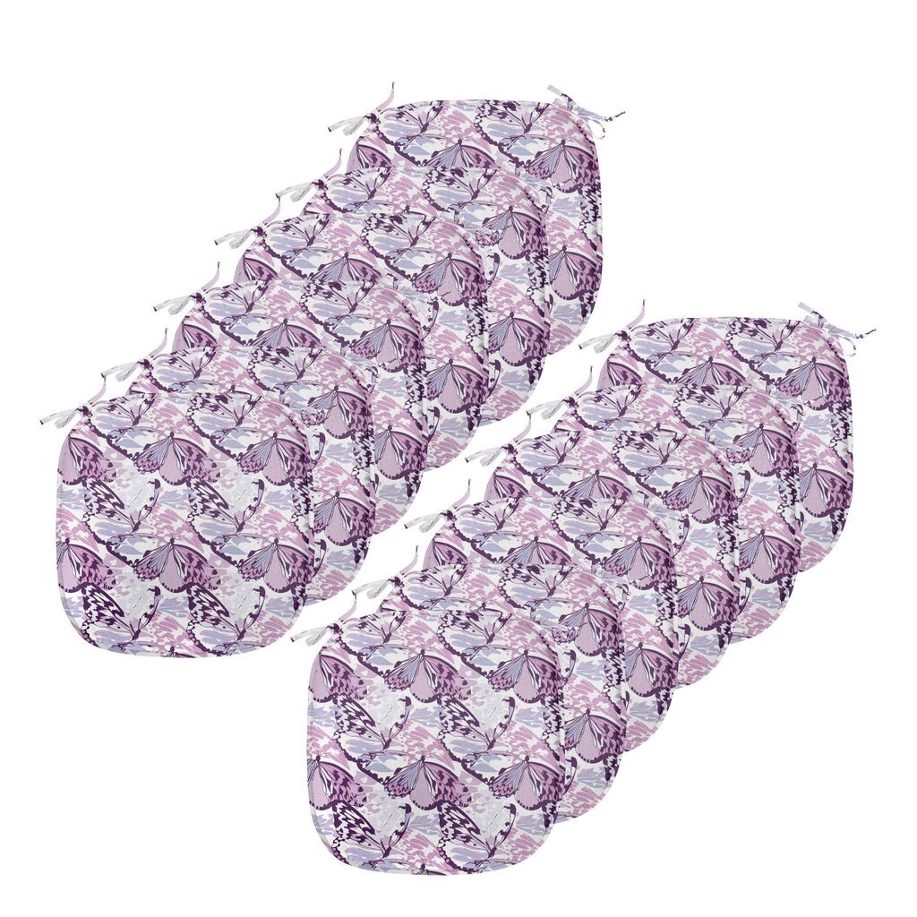 

Подушки на обеденный стул ABAKUHAUS Butterfly, камуфляж Purple Wings, декоративная водонепроницаемая подушка с ремнями для кухонных сидений, 40 см x 40 см — упаковка из 12 шт., лавандово-фиолетовый фиолетовый
