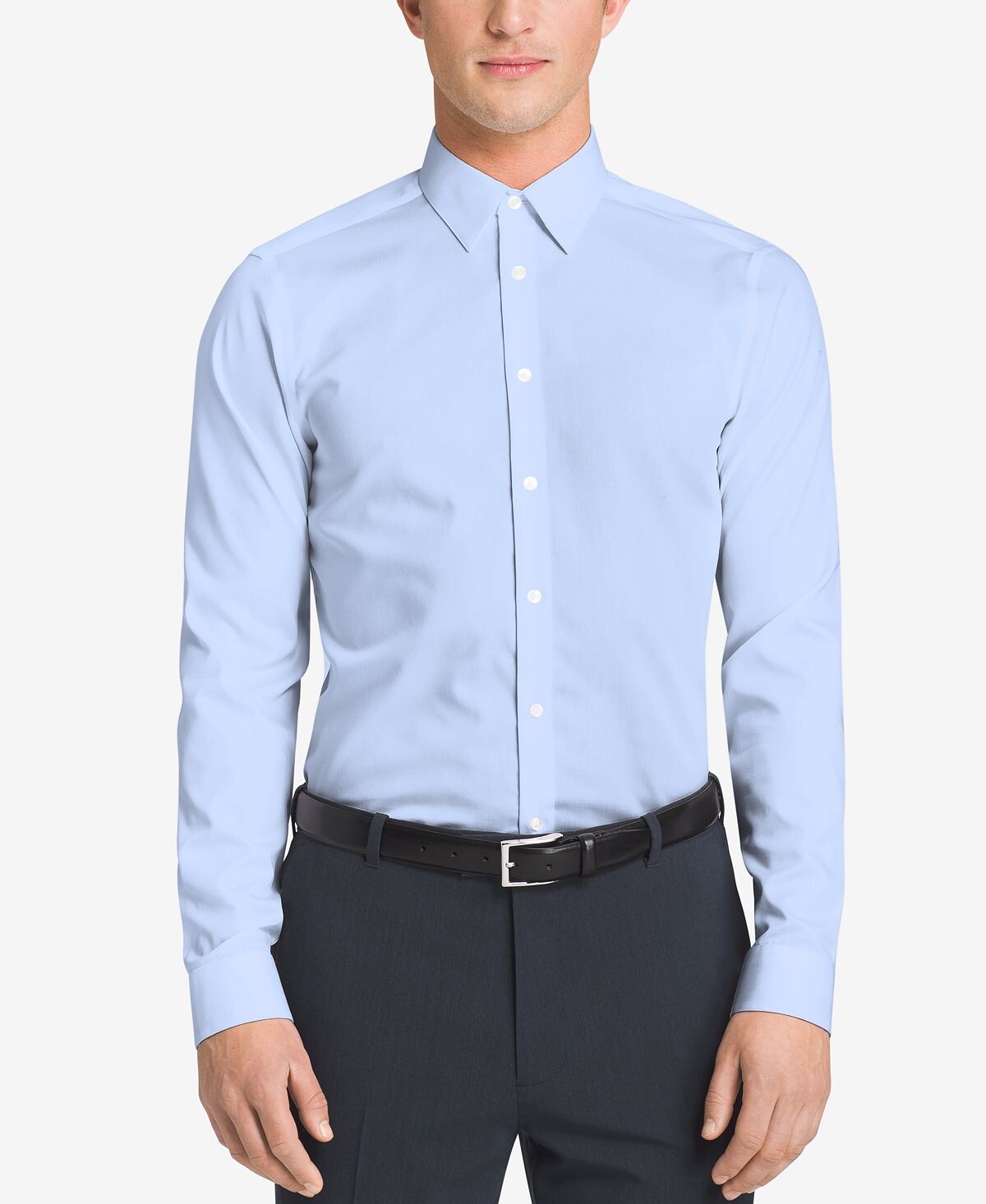 Мужская классическая рубашка slim fit non iron performance с воротником в елочку Calvin Klein, черный — фото 3