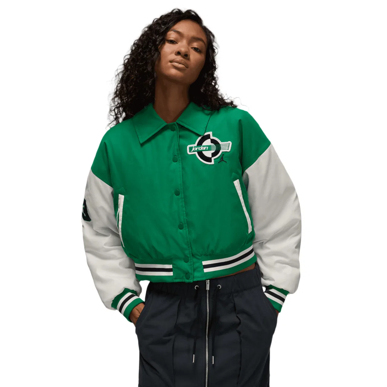 Женская куртка Brooklyn Varsity Filled Jordan, белый/зеленый