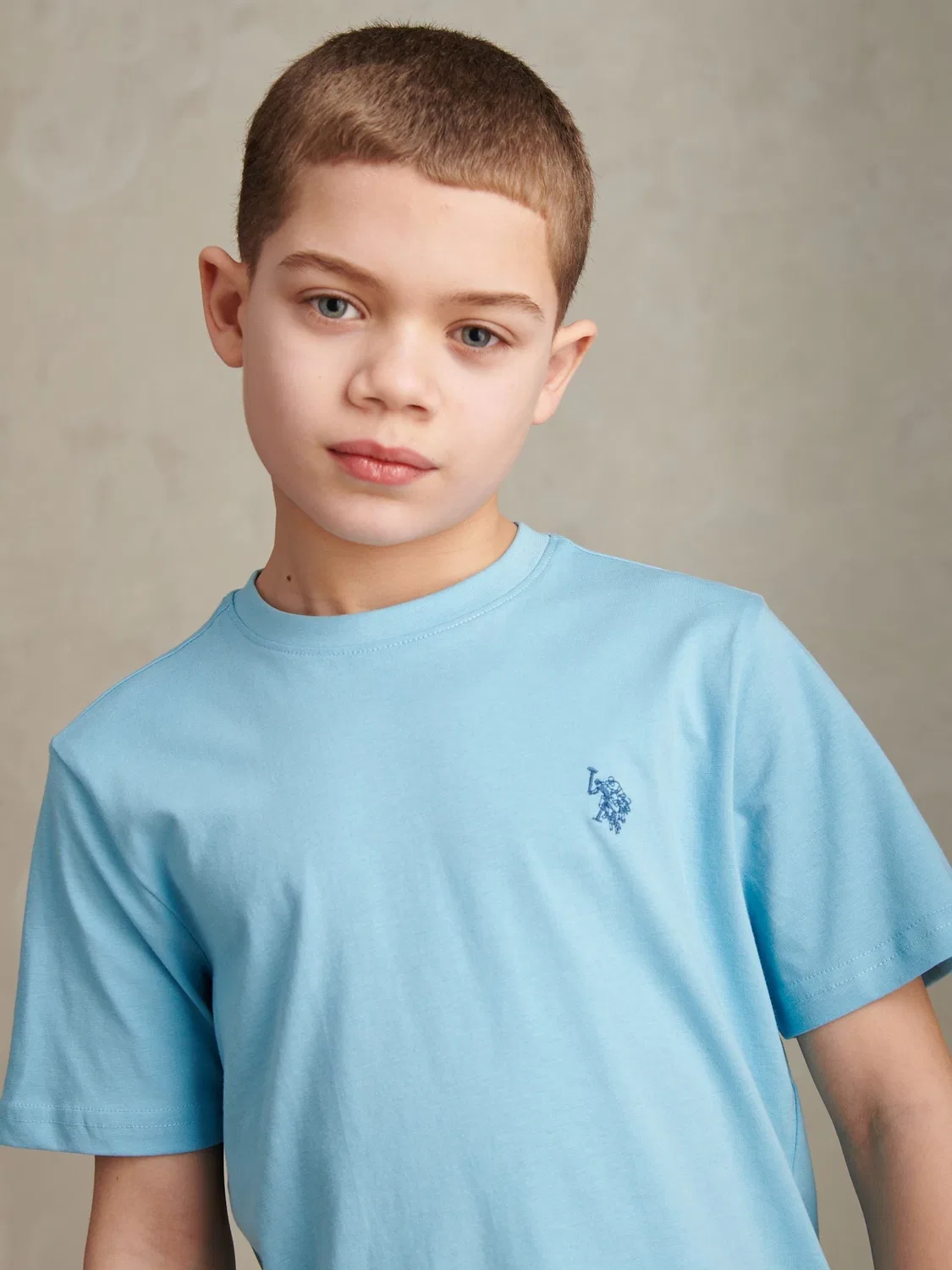 Футболка с фактурной тканью Double Horsemen U.S. Polo Assn., небесно-голубой — фото 2