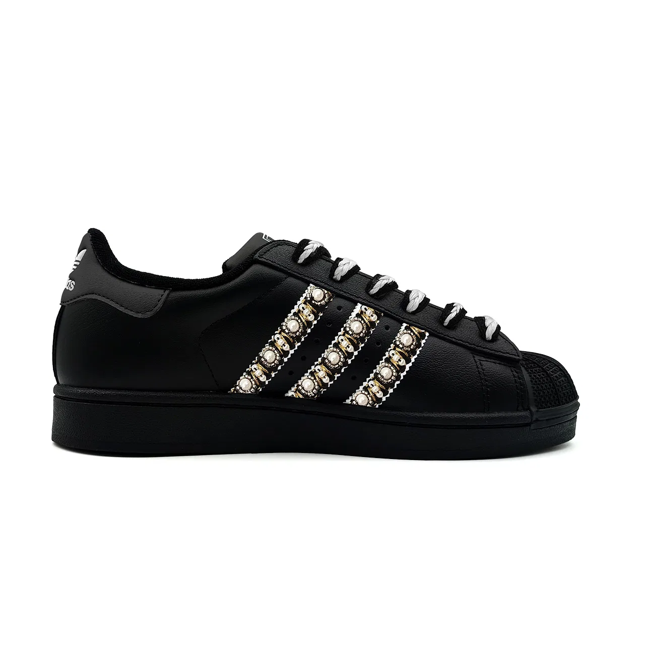 Кроссовки для скейтбординга детские Superstar 2, Adidas Originals, Black Gold — фото 3