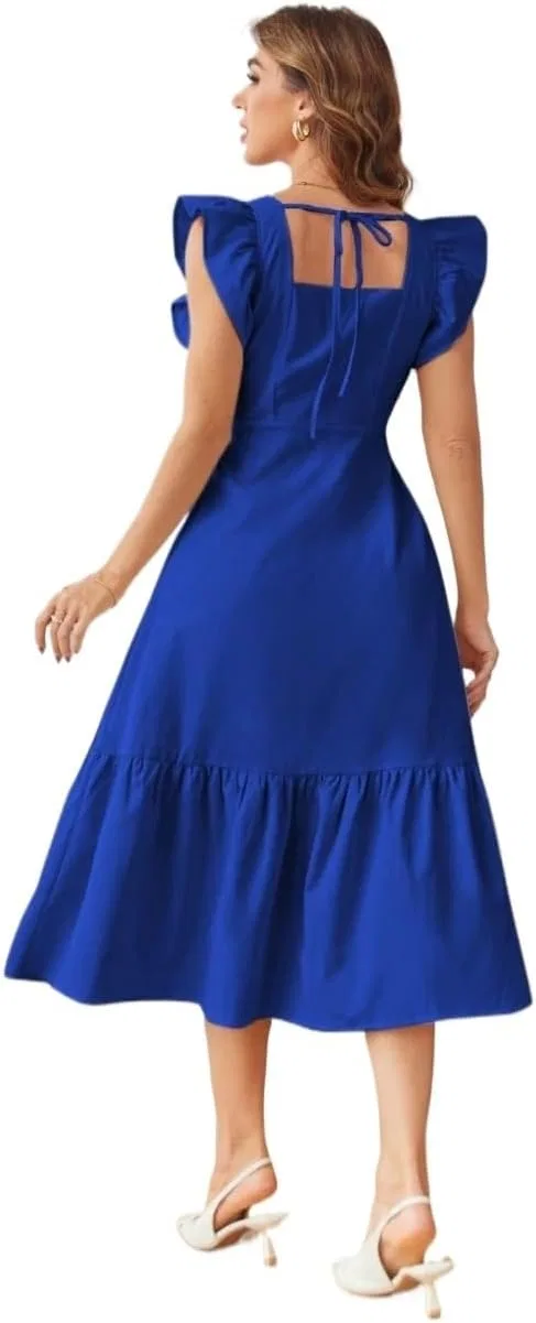 Женское повседневное платье миди без рукавов, Royal Blue — фото 3