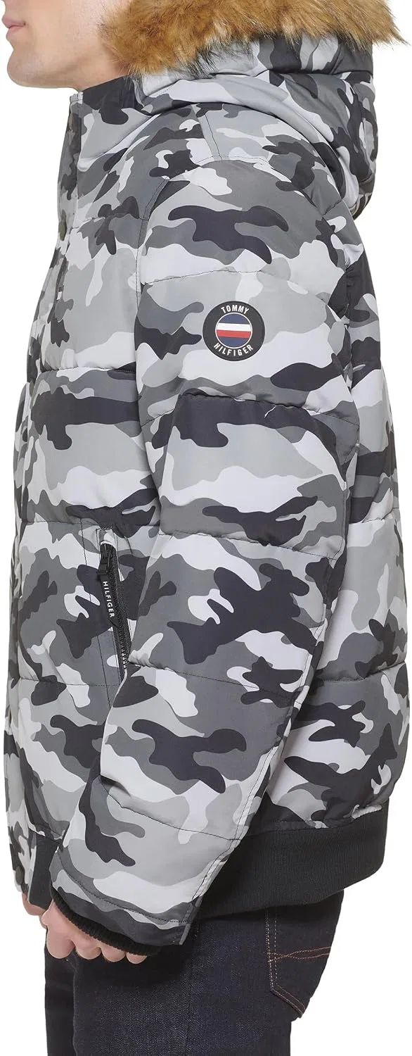 Мужская куртка-бомбер с капюшоном, стеганая, Arctic Cloth, Tommy Hilfiger, серый/камуфляжный — фото 2