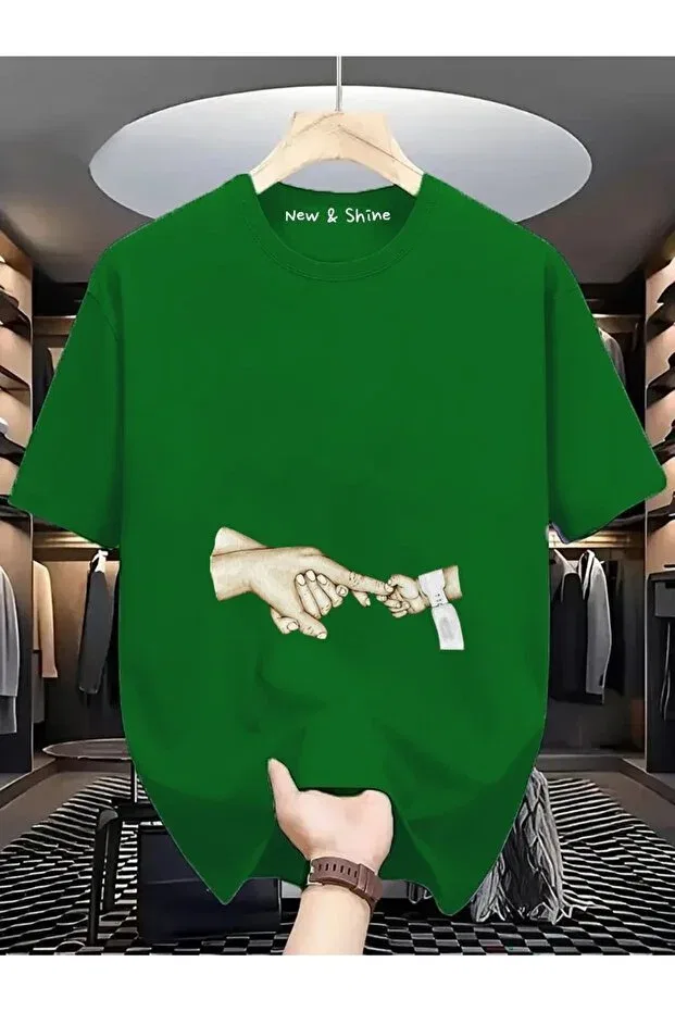 Детская футболка оверсайз с принтом Baby Family Handshake New Shine, Green
