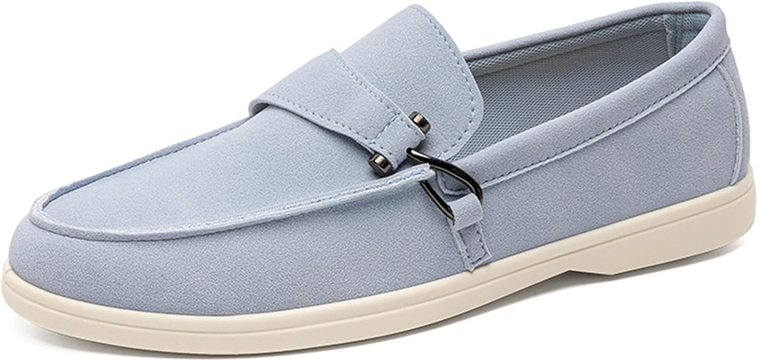 

Мужские замшевые слипоны-лоферы, повседневные пенни-лоферы с мягкой плоской подошвой, удобные и работы в офисе Pucepen, синий