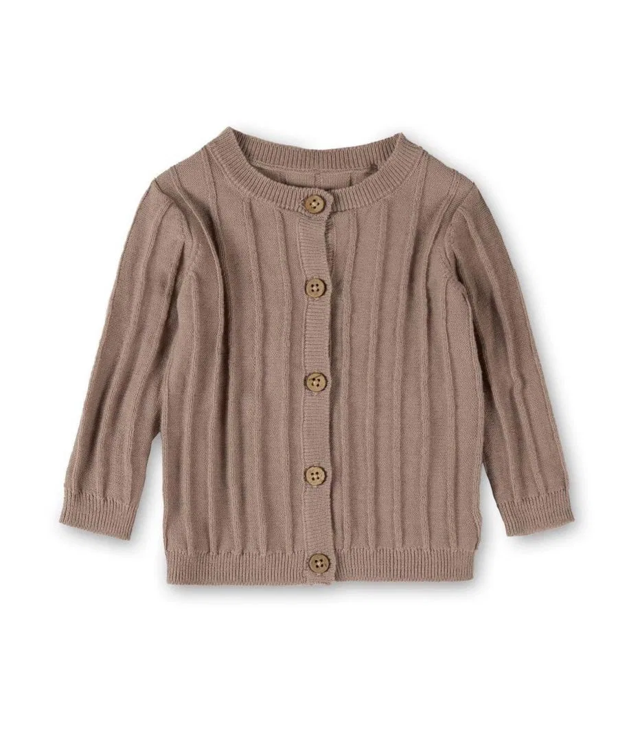 Детский кардиган из хлопка с 3D-вязанием, модель Baby Girls 3D Knit MeMoi, Almond