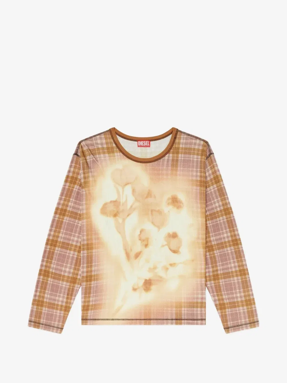 Футболка T-Joy-Ls в клетку DIESEL, бежевый