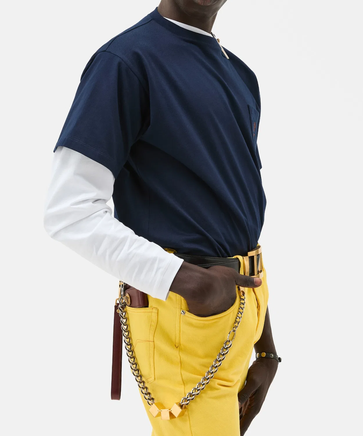 Мужская футболка с коротким рукавом с вышивкой VERSACE, Navy — фото 3