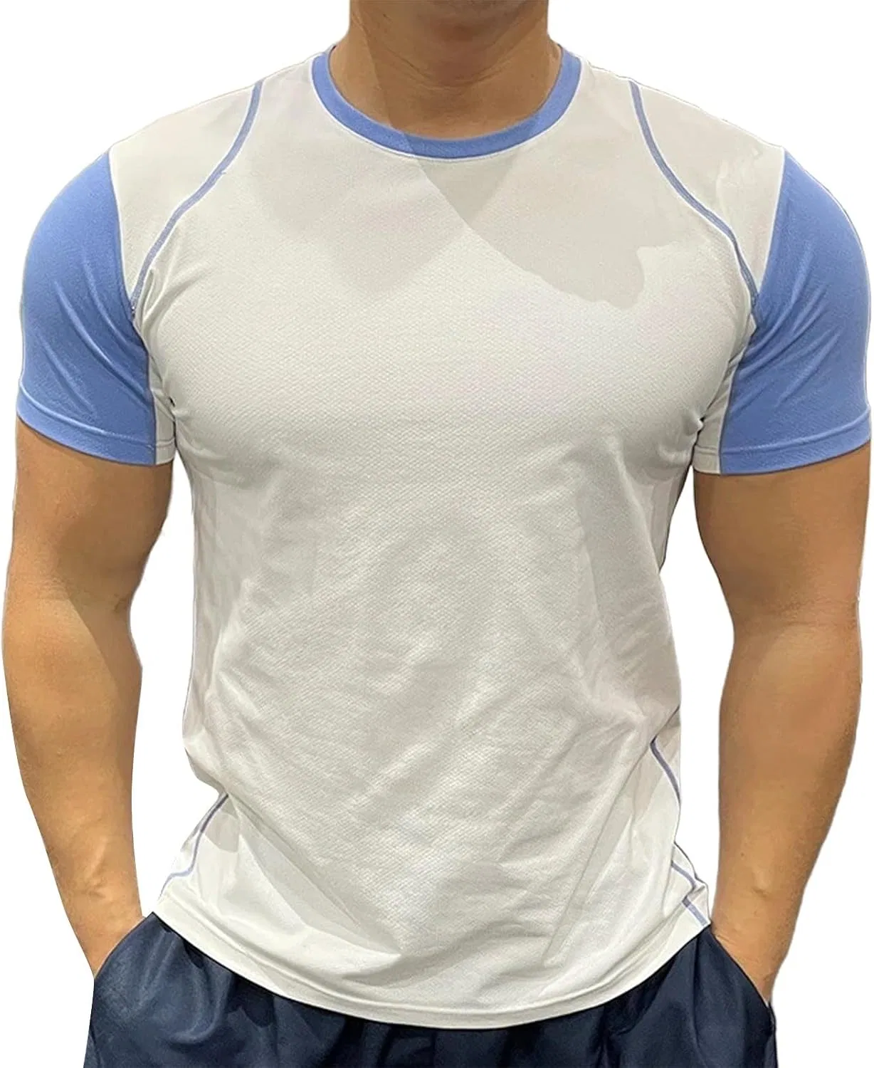 Мужская футболка реглан с коротким рукавом Color Block, Light Blue