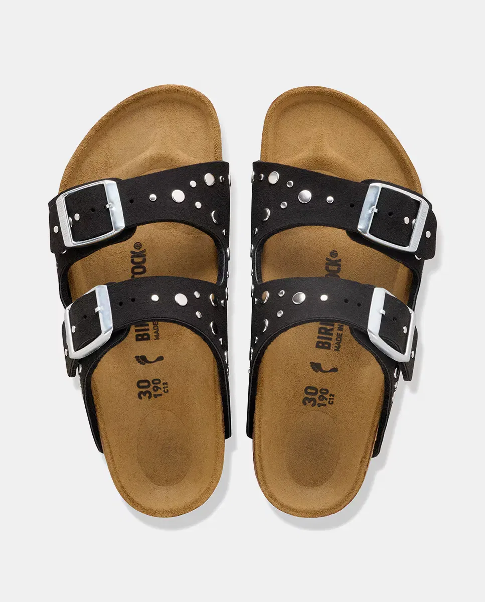 Детская сандалия для девочек с металлическими заклепками Arizona Birkenstock, Negro — фото 3