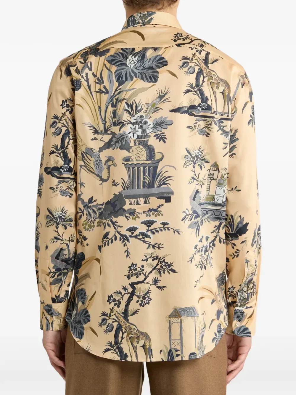 Атласная рубашка с принтом Etro, бежевый — фото 3