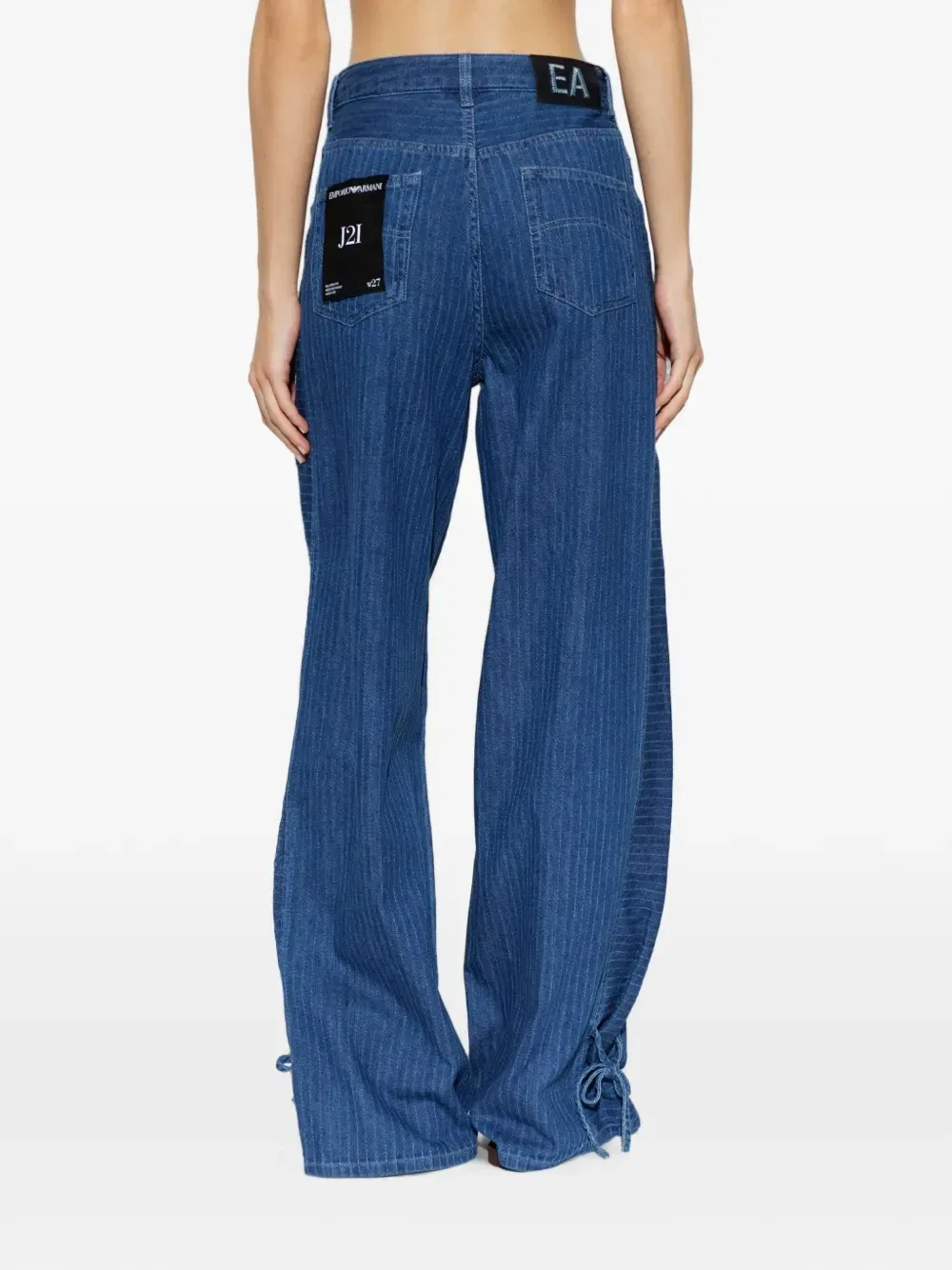 Джинсы с завязками и узором елочка. Emporio Armani, синий — фото 4