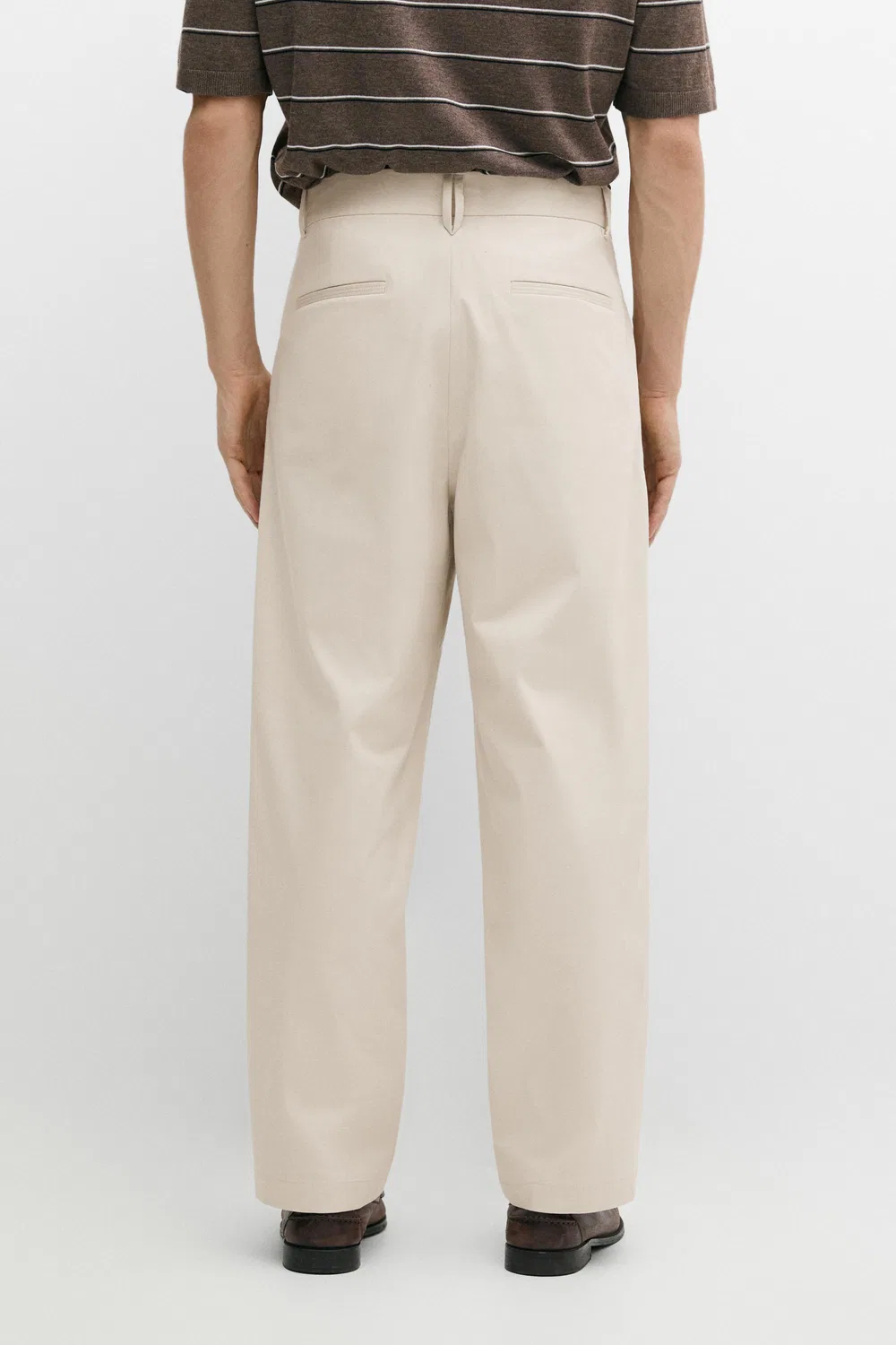 Брюки Massimo Dutti Flowing With Darts, бежевый — фото 4