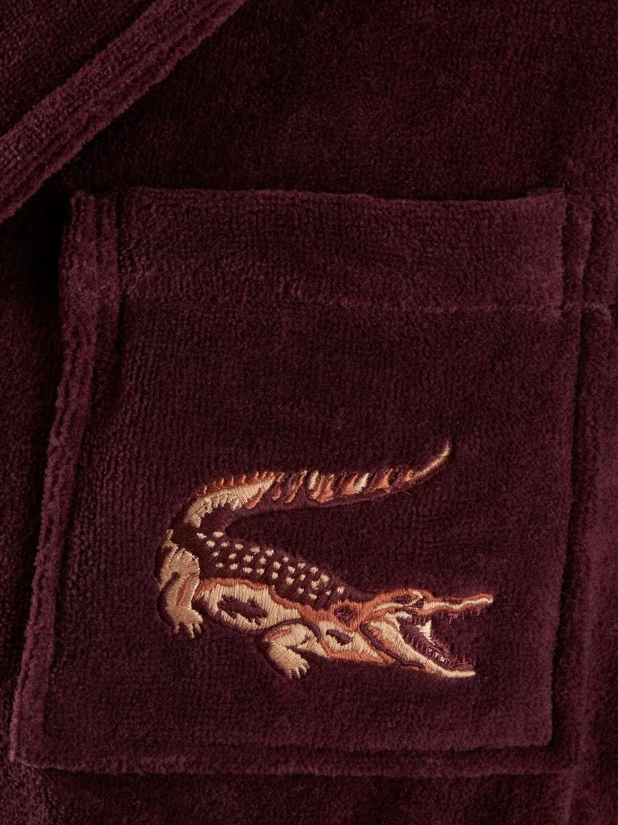 Банный халат LACOSTE LRENE, с печатью логотипа, бордовый — фото 3