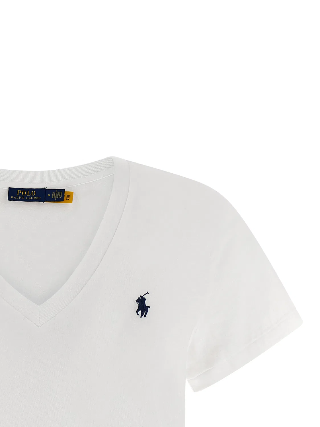 Женская футболка с коротким рукавом и V-образным вырезом White Cotton T-Shirt Polo Ralph Lauren, White — фото 3