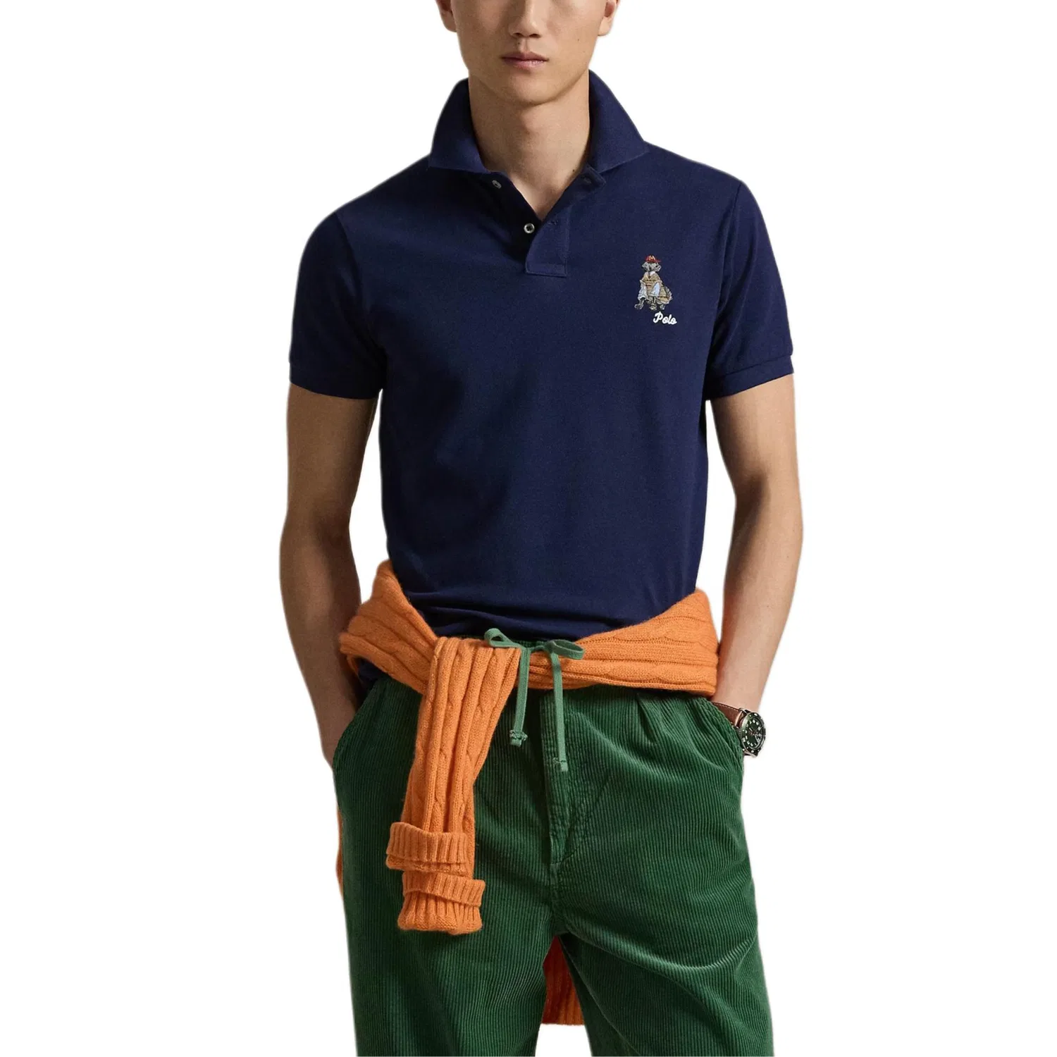 Рубашка-поло с вышивкой собаки, Polo Ralph Lauren, Dark Blue — фото 2