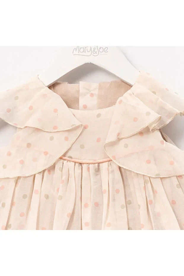 Детское платье для девочек с принтом Laura Polka Dot Ministok, Beige — фото 3