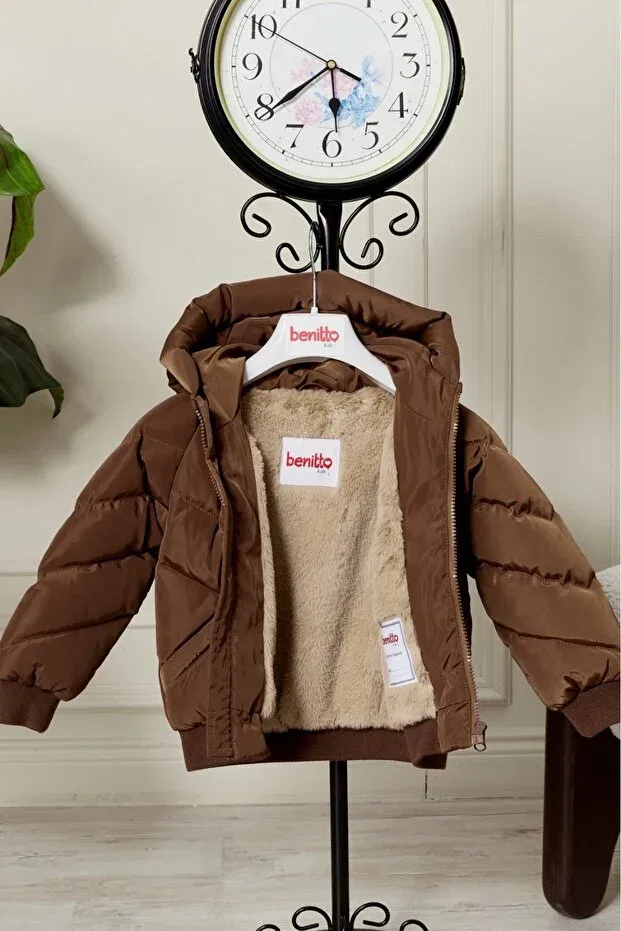 Детское зимнее пальто для мальчиков с капюшоном Benitto Kids, Brown — фото 4