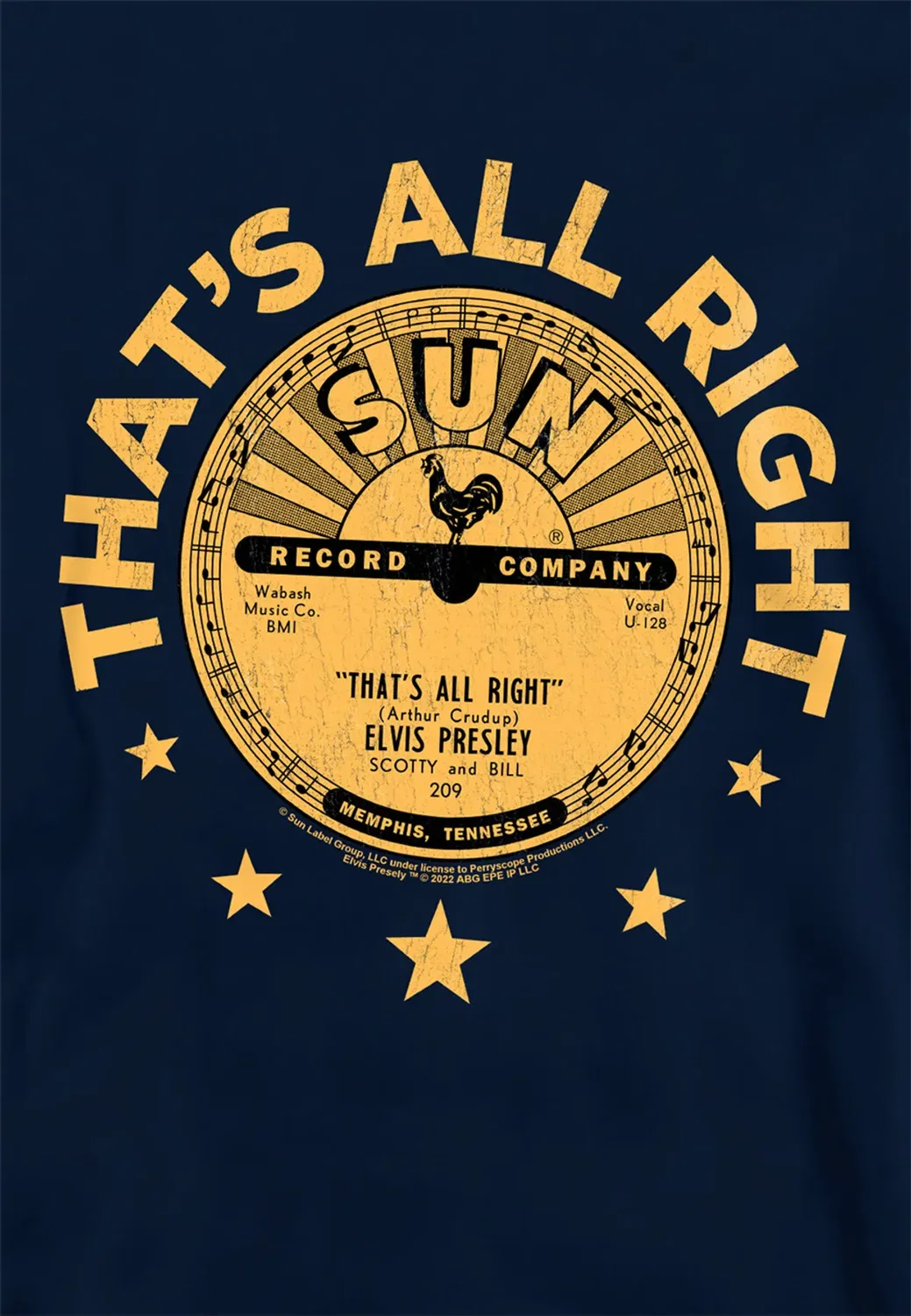 Детский худи с принтом Elvis Presley That's All Right Sun Records, Navy — фото 2