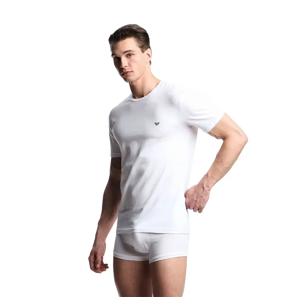 Футболка с коротким рукавом из хлопкового трикотажа Emporio Armani, белый