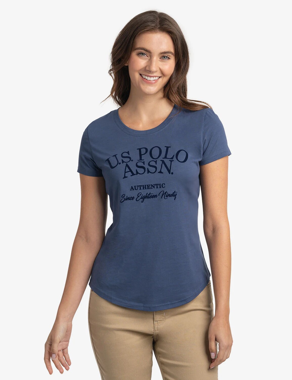 

Футболка U.S. Polo Assn. Tonal Flocked Semi Scoop Jersey, синий