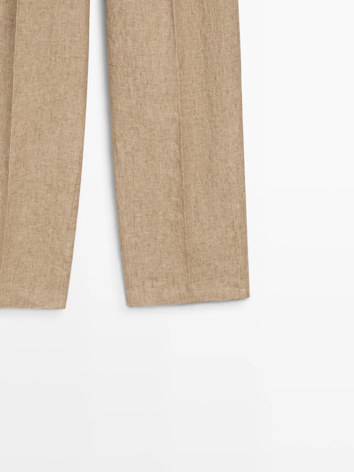 Струящиеся льняные брюки с вытачками Massimo Dutti, бежевый — фото 4