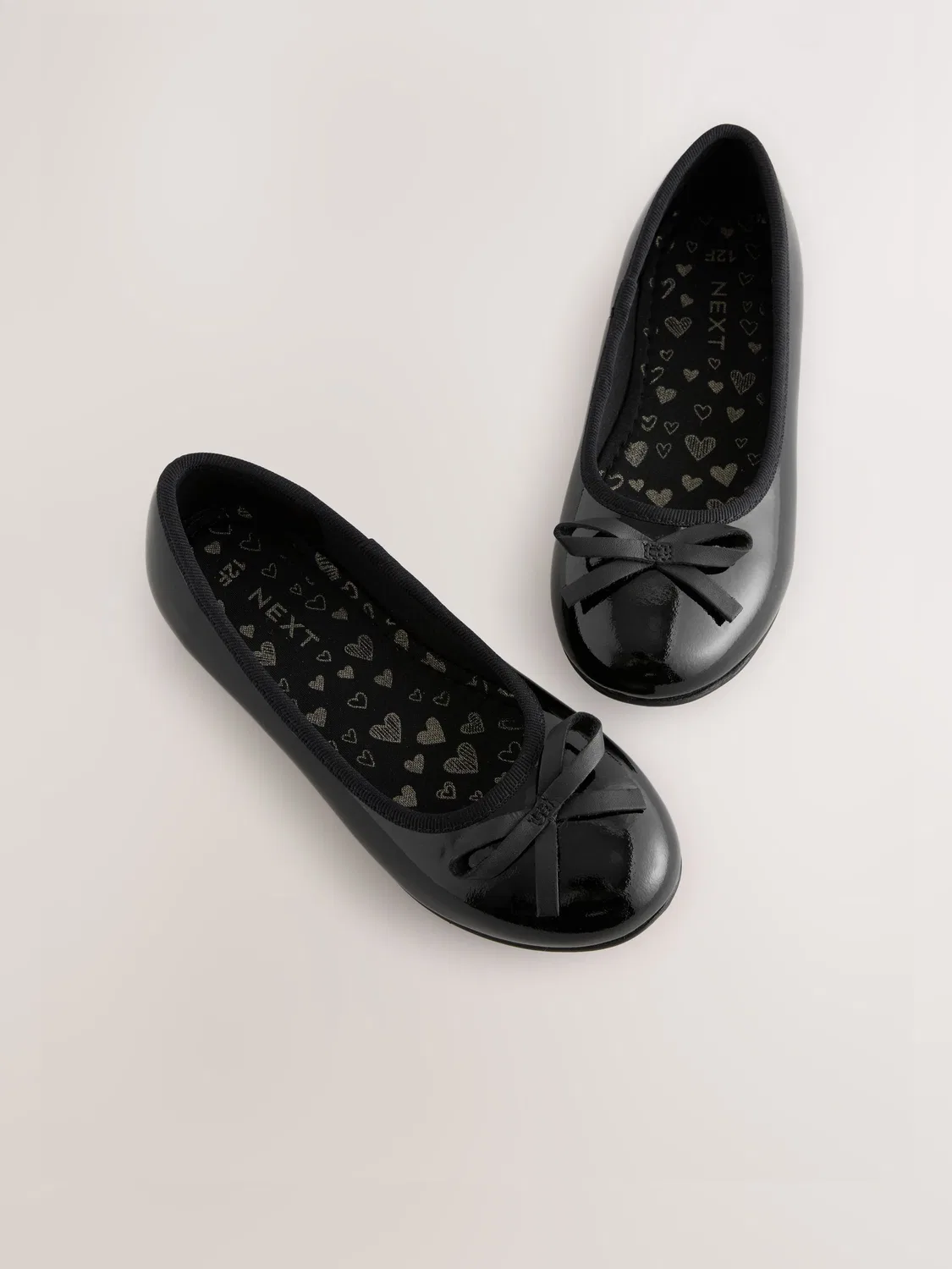 Балетки, slip-on, кожаные Next, Черный лакированный — фото 2