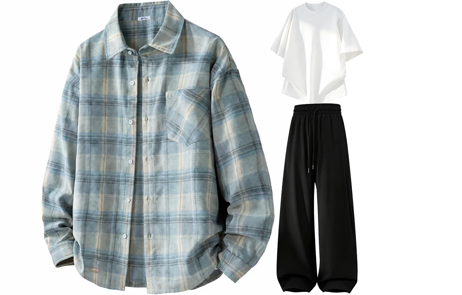 Детский комплект спортивной одежды с отложным воротником Blue+White T-Shirt+Black Pants WARRIOR
