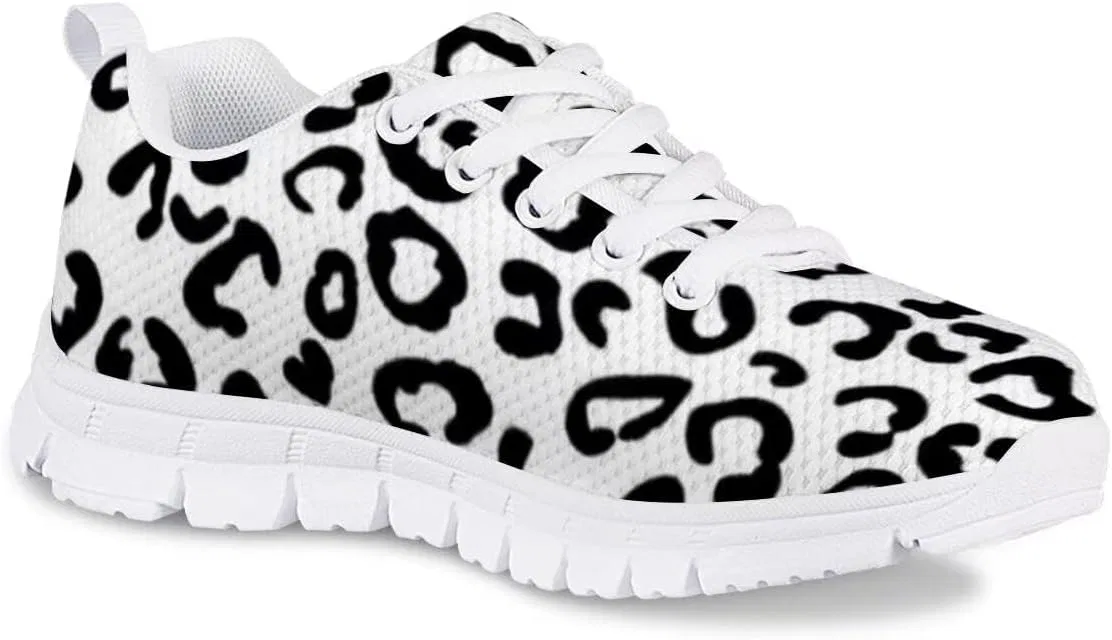 Детские кроссовки для девочек с принтом PinUp Angel Kid Girls Running Sports Sneakers Cute Casual Leopard/Floral Print Walking Shoes PinUp Angel, White Leopard — фото 2