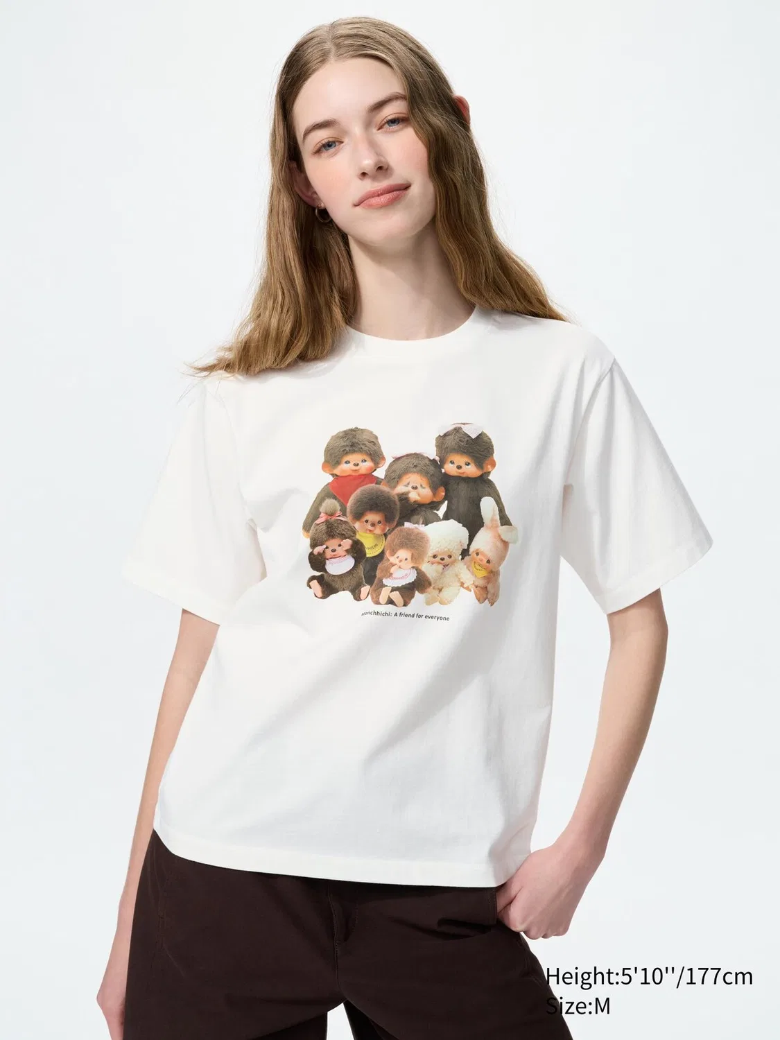 Футболка Uniqlo Monchhichi ut, с принтом, кремовый