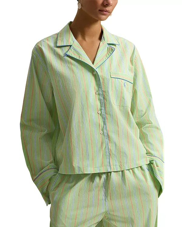 Женская пижама с воротником-поло Core 23" pajama set with piping Polo Ralph Lauren, Sunday Stripe — фото 2
