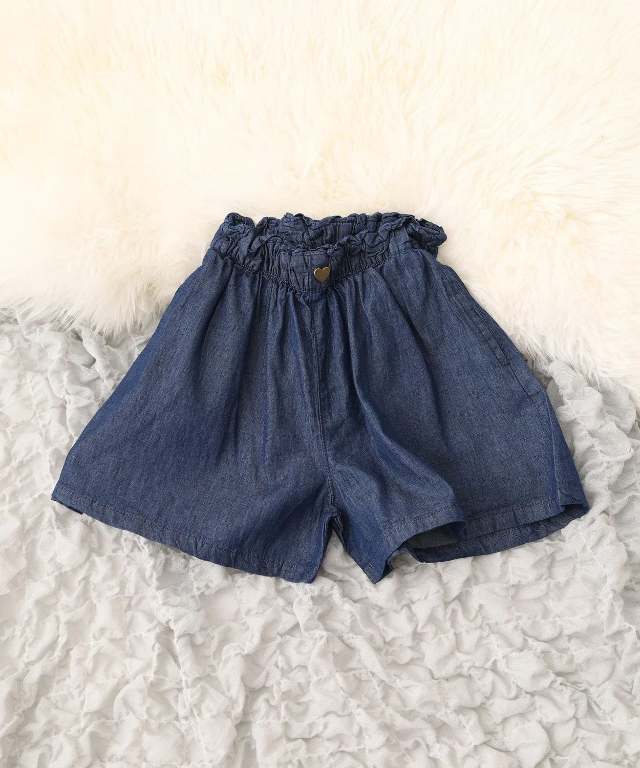 Детские шорты-юбка из легкого денима с принтом, модель Easy Culotte FUNALIVE, Sax Blue — фото 3