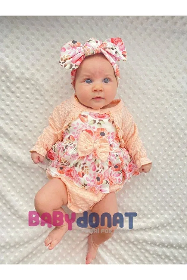 Детское боди-комбинезон для девочек с цветочным принтом Babydonat, Salmon