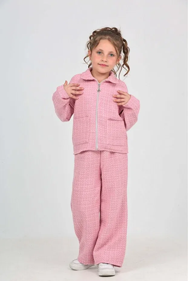 Детский спортивный костюм для девочек хлопковый Chanel Tracksuit Set Toontoy, Pink — фото 2