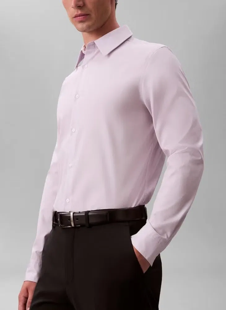 Рубашка с длинным рукавом Casual long sleeve slim fit shirt Calvin Klein, сиреневая — фото 3