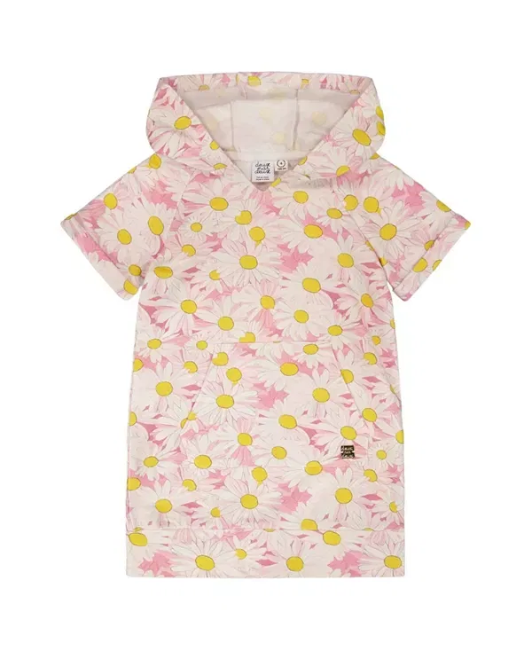 Детское платье для девочек с коротким рукавом Daisies Deux Par Deux, Pink Printed Daisies