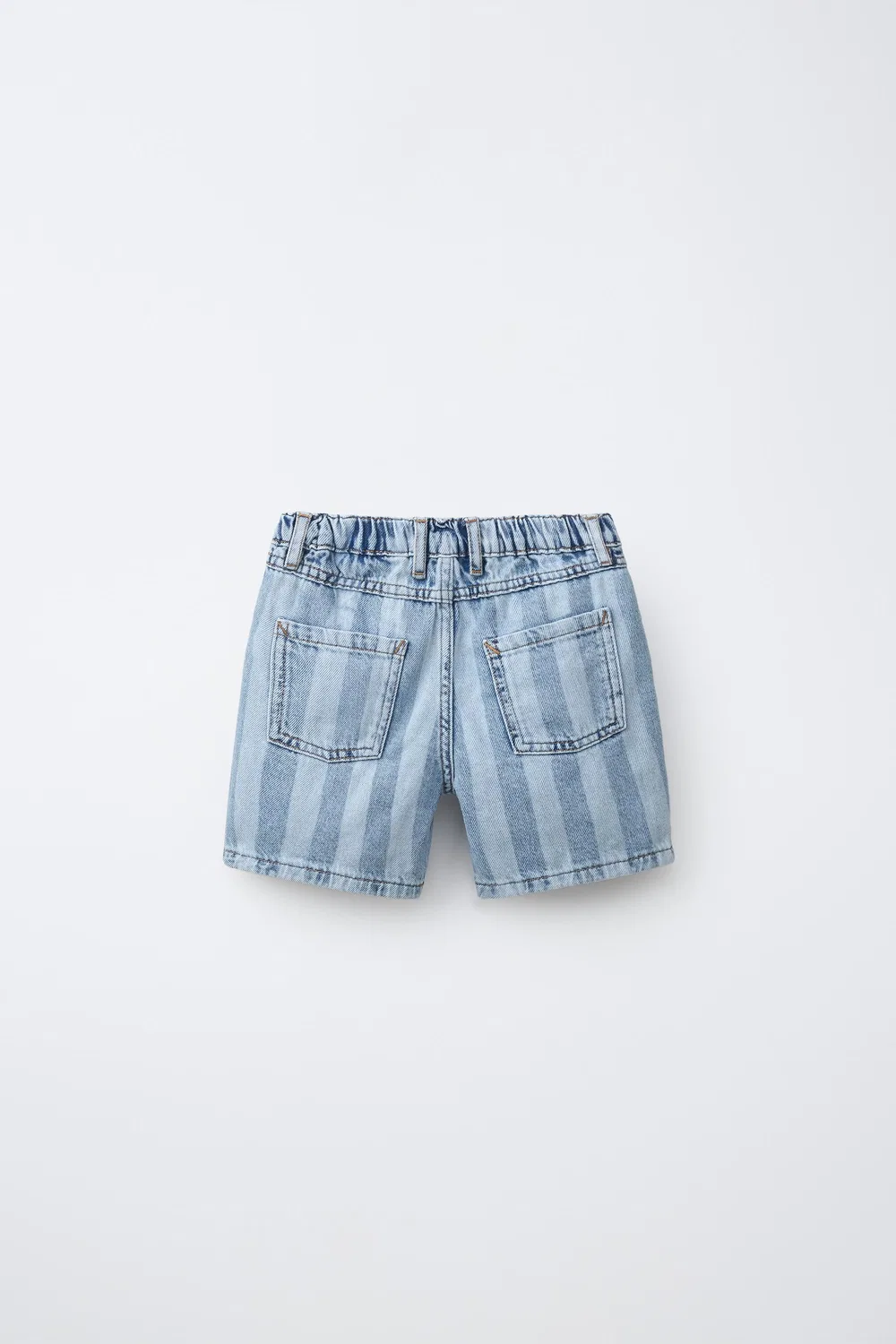 Шорты-бермуды из полосатого денима ZARA, Indigo — фото 2