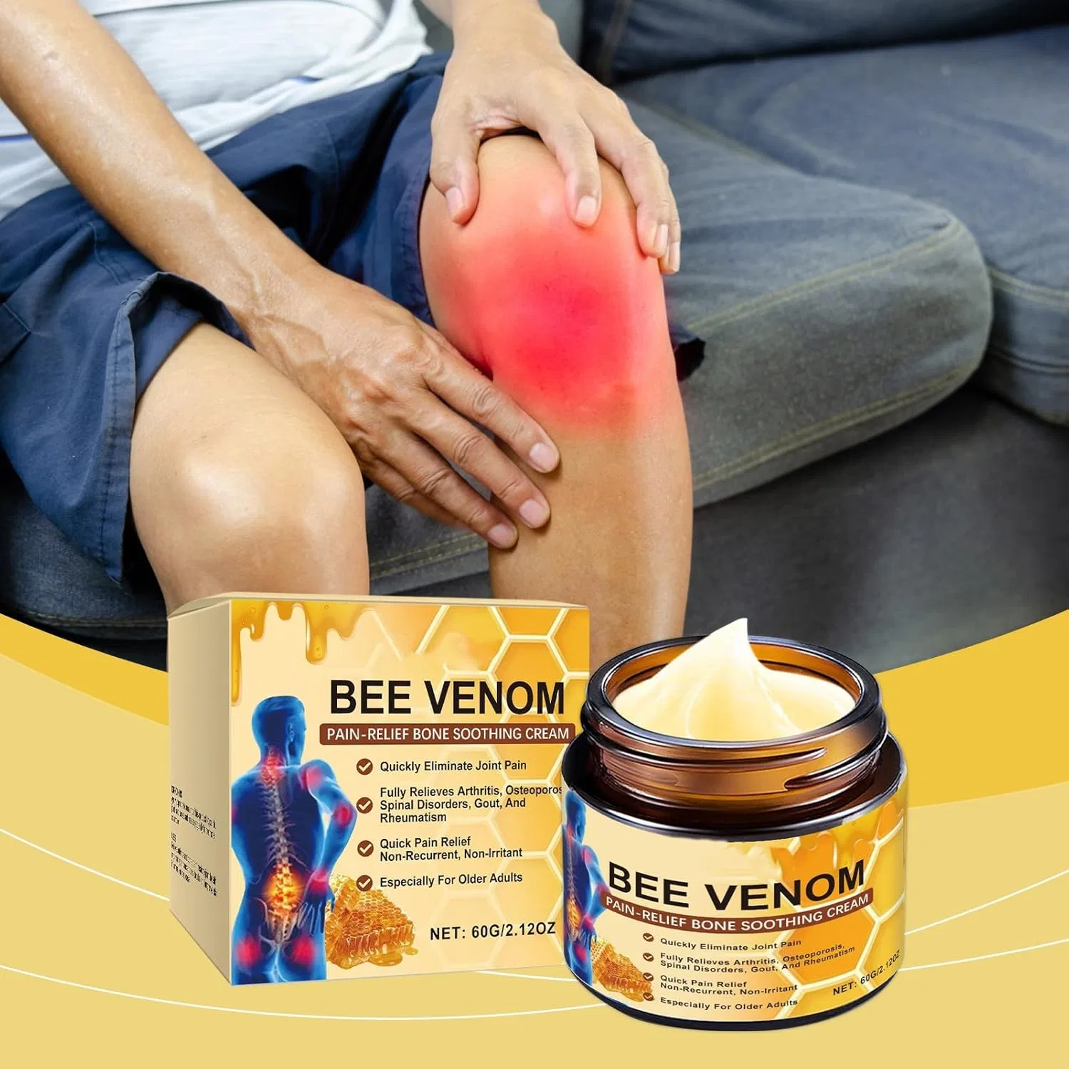 Крем для суставов с пчелиным ядом, 5 шт, 60 г, Bee Venom Cream Joints Generic — фото 3